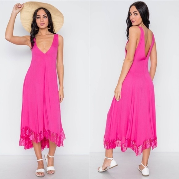 Vacation! Pink V-neck Swimsuit Cover Up - Picture 4 of 8